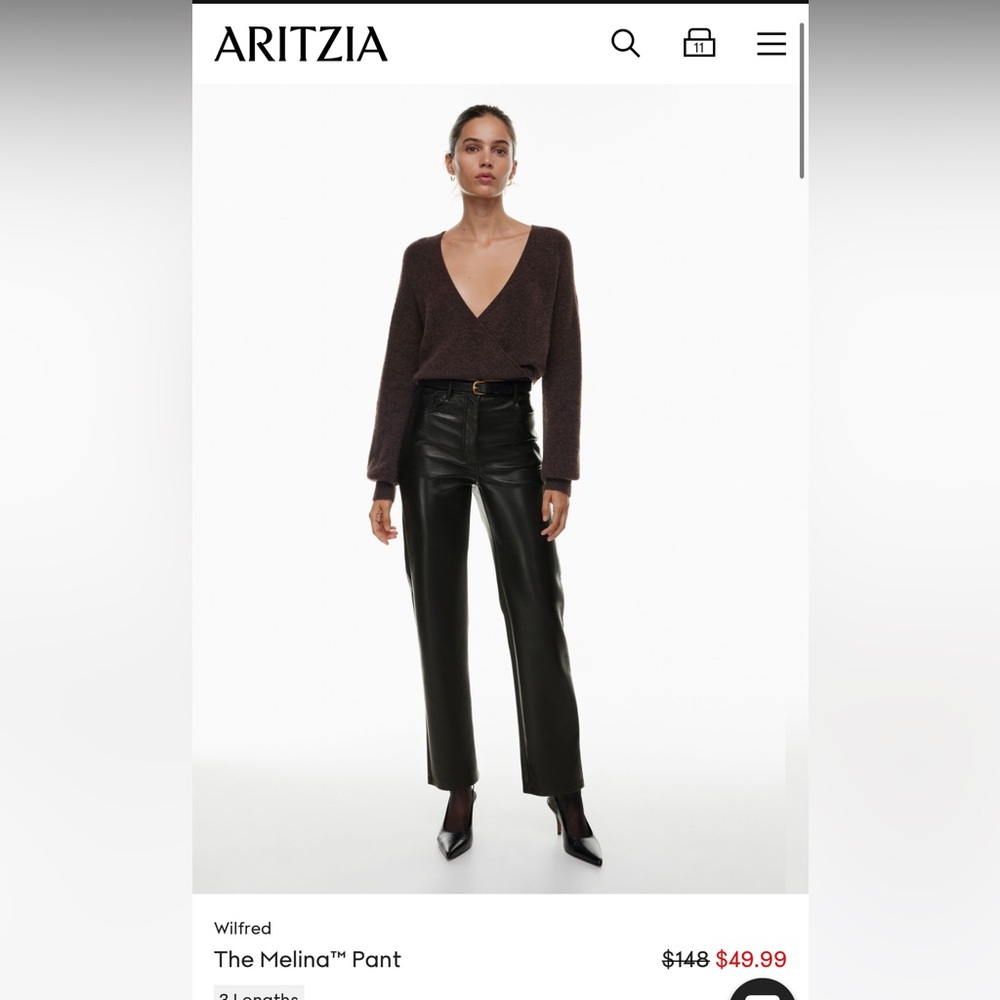 Aritzia Melina Leather Pants - black